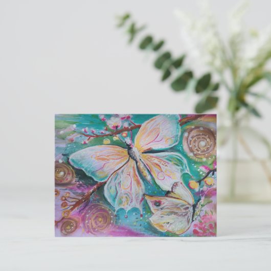 Witte vlinders feestdagenkaart (Staand voorkant)