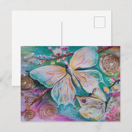 Witte vlinders feestdagenkaart (Voorkant / Achterkant)