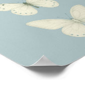 Witte vlinders op blauw - Verticale wand Poster (Hoek)