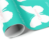 Witte vlinders op Zee Cadeaupapier (Rol Hoek)