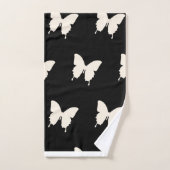 Witte vlinders op zwart bad handdoek (Handdoek)