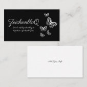 Witte vlinders op zwart Visitekaartje (Voorkant / Achterkant)