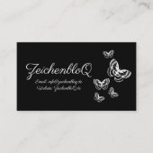 Witte vlinders op zwart Visitekaartje (Voorkant)