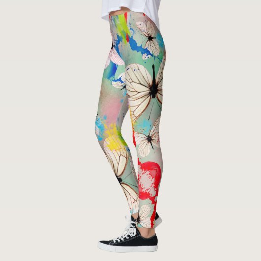Witte vlinders Verf de Drijvende schijven en de Sl Leggings (Links)