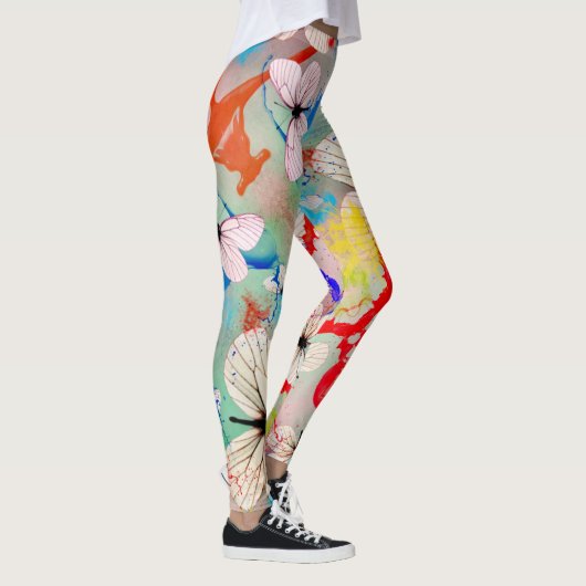 Witte vlinders Verf de Drijvende schijven en de Sl Leggings (Rechts)