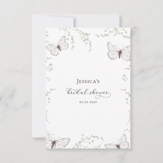 Witte Vlindertuin Bruidsbruiloft Dank Je Bedankkaart (Achterkant)