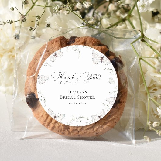 Witte Vlindertuin Bruiloft Bridal Shower Bedankt Ronde Sticker