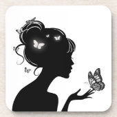 Witte vlindervrouw bier onderzetter (Voorkant)