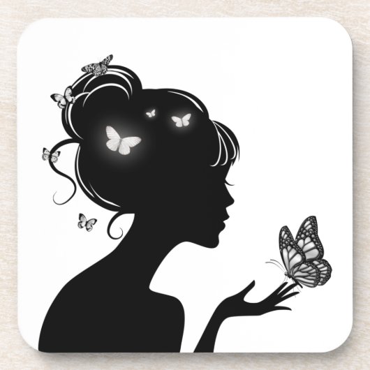 Witte vlindervrouw bier onderzetter (Voorkant)