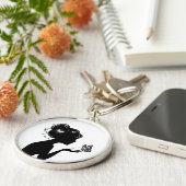 Witte vlindervrouw sleutelhanger (Zijkant)