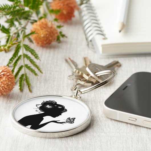 Witte vlindervrouw sleutelhanger (Zijkant)