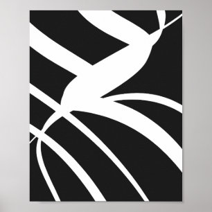 Witte vloeiende curven op een zwarte achtergrond poster
