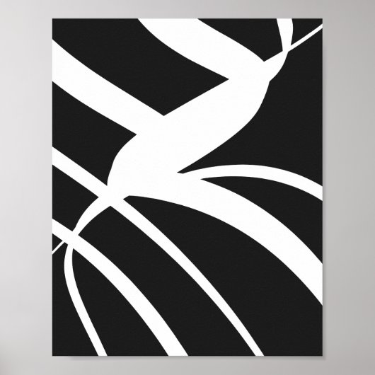 Witte vloeiende curven op een zwarte achtergrond poster (Voorkant)