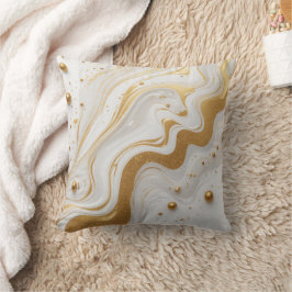 Witte vloeistof en met druppels en gouden glitter kussen