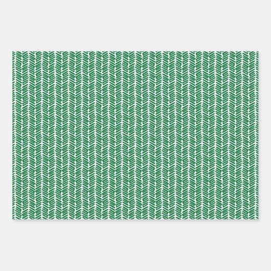witte vlootsdots Chevron stripes op groen Inpakpapier Vel (Voorkant 2)