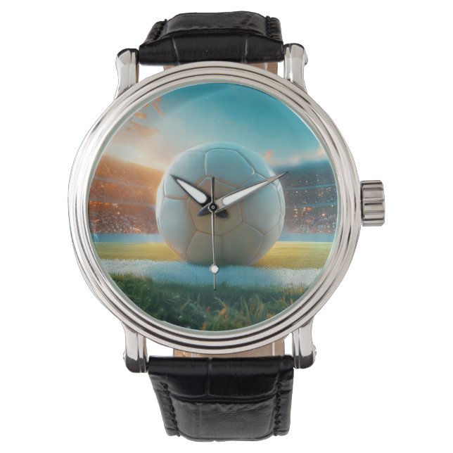 Witte voetbal in arena horloge (Voorkant)