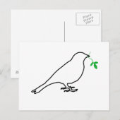 Witte vogel en Twig Briefkaart (Voorkant / Achterkant)