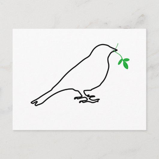 Witte vogel en Twig Briefkaart (Voorkant)