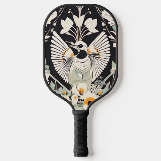 Witte vogel gepersonaliseerde pickleball paddle (Voorkant)