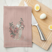 Witte Vogel - Kersenbloesemperzik Theedoek (Quarter Fold)