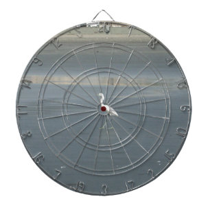 Witte vogel op grijs zand strand art print dartbord