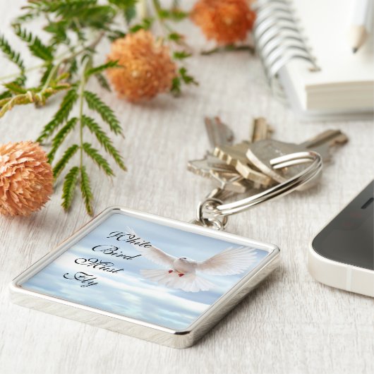 Witte vogel sleutelhanger (Zijkant)