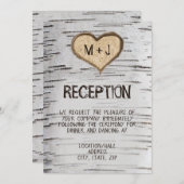 Witte vogelboom, rustige landtrouwreceptie kaart (Voorkant / Achterkant)