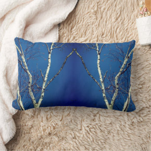Witte vogelboom tegen blauwe hemel Abstract Kussen