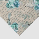 Witte vogels, blauwe bloemen en ontkoppeling van k tissuepapier (Detail)