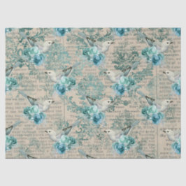 Witte vogels, blauwe bloemen en ontkoppeling van k tissuepapier