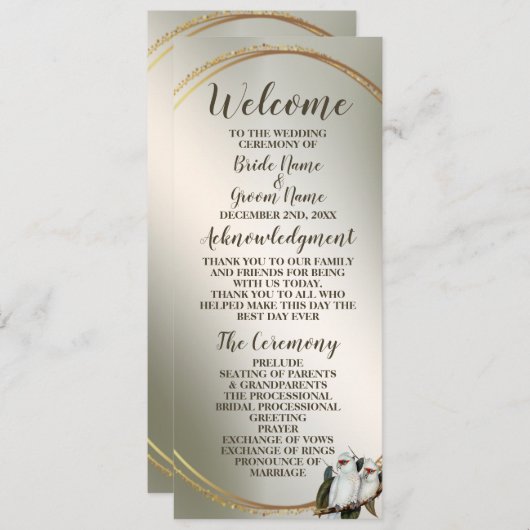 Witte vogels Cockatau Green Leaves Programmakaart (Voorkant / Achterkant)