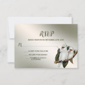 Witte vogels Cockatau Green Leaves RSVP Kaartje (Voorkant)