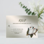 Witte vogels Cockatau Green Leaves RSVP Kaartje (Staand voorkant)