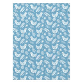 Witte vogels en bloemen op blauw tafelkleed (Voorkant)