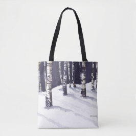 Witte vogels in de winter tote bag