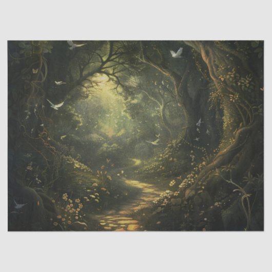 Witte Vogels in Secret Valley Decoupage Tissuepapier (Voorkant)