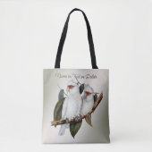 Witte vogels Langnavelkokende katoennaam Groene bl Tote Bag (Voorkant)