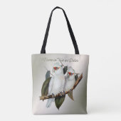 Witte vogels Langnavelkokende katoennaam Groene bl Tote Bag (Achterkant)
