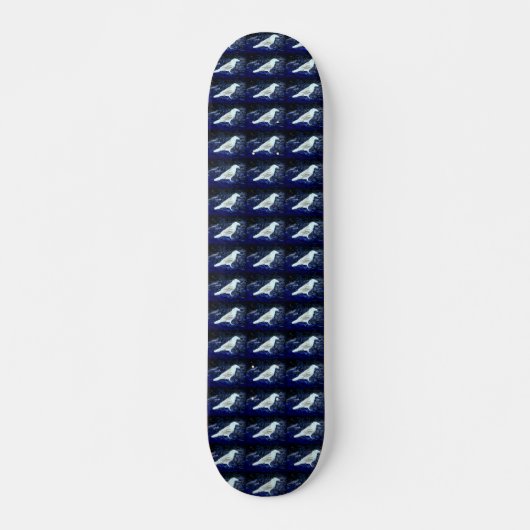 witte vogels op blauw hoesje skateboard (Voorkant)
