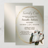 Witte vogels op jaarfeest Cockatau Green Leaves Kaart (Voorkant / Achterkant)