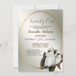 Witte vogels op jaarfeest Cockatau Green Leaves Kaart