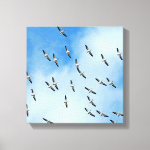 Witte vogels op vliegcanvas afdrukken