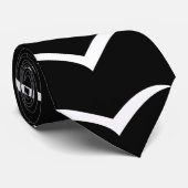 Witte vogels op zwarte achtergrond strepen stropdas (Opgerold)