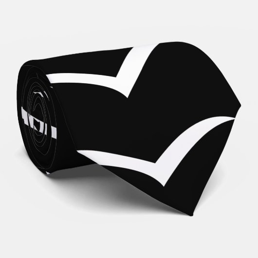 Witte vogels op zwarte achtergrond strepen stropdas (Opgerold)