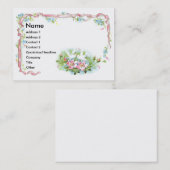 Witte vogels, roze lint en wilde Rozen Visitekaartje (Voorkant / Achterkant)