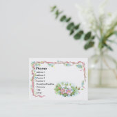 Witte vogels, roze lint en wilde Rozen Visitekaartje (Staand voorkant)