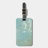 Witte vogels vliegen door de blauwe hemel bagagelabel (Voorkant verticaal)