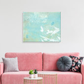 Witte vogels vliegen door de blauwe hemel canvas afdruk (Insitu (Woonkamer))