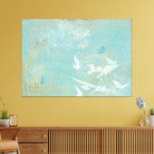 Witte vogels vliegen door de blauwe hemel canvas afdruk (Insitu (Woonkamer))