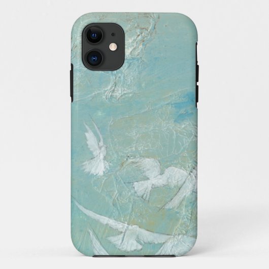 Witte vogels vliegen door de blauwe hemel Case-Mate iPhone case (Achterkant)